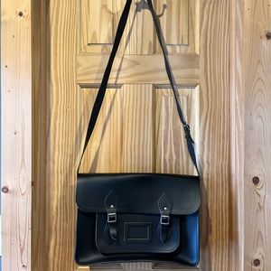 The Cambridge Satchel Company Black 15 inch leather messenger bag